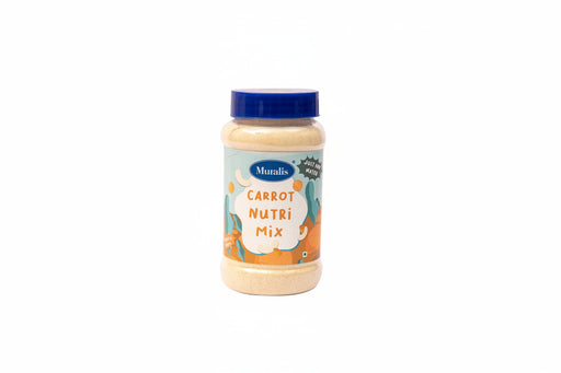 Carrot Nutri Mix jar with carrot illustrations and powdered mix visible inside