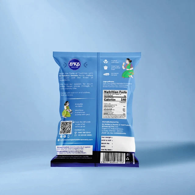 Back of Classic Thaen Kuzhal packet showing ingredients nutrition facts and product information