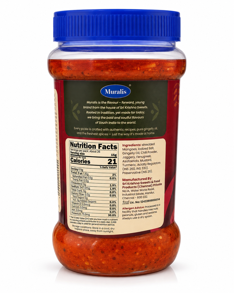 A jar of Muralis Red Fish Stew sauce with a blue lid and a beige nutrition label, shown on a white background.