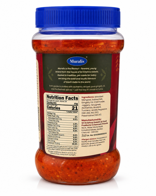 A jar of Muralis Red Fish Stew sauce with a blue lid and a beige nutrition label, shown on a white background.