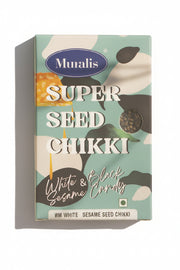 White Sesame Seed Chikki box with sesame candy design and visible seed chikki